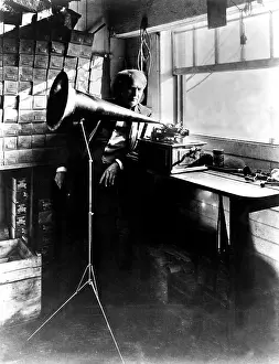 Edison Prints: Thomas Edison with his new invention