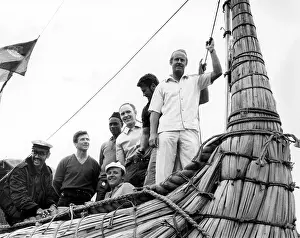 Ship Prints: THOR HEYERDAHL and crew on 'Ra' before setting across Atlantic ocean