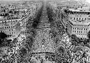 Political Crisis Prints: Thousands of demonstrators fill the Champs Elysees