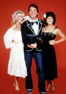 Top Hat Prints: THREE'S COMPANY, from left: Suzanne Somers, John Ritter, Joyce DeWitt, 1977-84