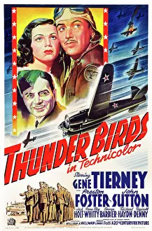 Tierney Prints: THUNDER BIRDS, US poster art, clockwise from left: Gene Tierney