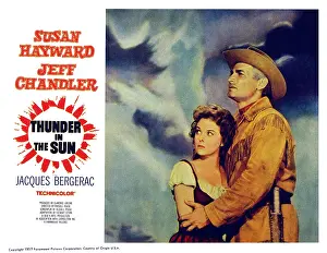 Hayward Prints: THUNDER IN THE SUN, US lobbycard, from left: Susan Hayward, Jeff Chandler, 1959
