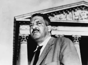 Future Supreme Court Justice Prints: Thurgood Marshall, NAACP Chief Counsel, is shown in front of the Supreme Court in 1958