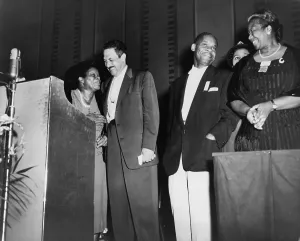 Educators Prints: Thurgood Marshall standing with educator Nannie Helen Burroughs on left. Ca. 1950