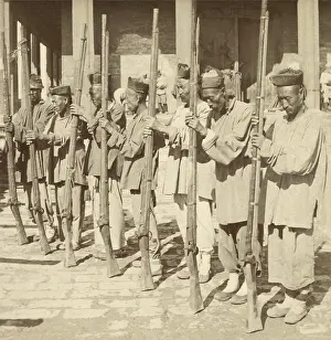 Insurgents Prints: In Tianjin (Tientsin), China, Boxer rebel soldiers were armed with antique guns