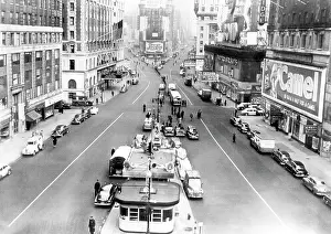 Times Square Prints: Times Square, looking North with traffic halted for an air raid drill
