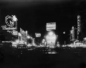 Automobiles Prints: Times Square north at night, New York City