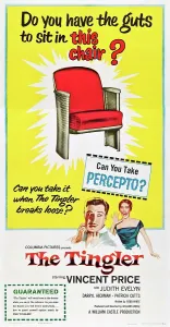 Price Prints: THE TINGLER, U.S. poster, from left: Vincent Price, Pamela Lincoln on poster art, 1959