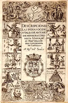 New Spain Prints: Title Page of 1610 book about the Natives of New Spain with portraits of Inca leaders