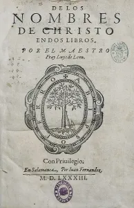 Title page of Fray Luis de Len's work "On the Names of Christ". Edition published in Salamanca in 1583. SPAIN. Madrid. National Library