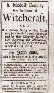 Hale Prints: Title page of A MODEST ENQUIRY INTO THE NATURE OF WITCHCRAFT, by John Hale in 1697
