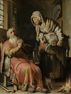 Couples Portrait Prints: Tobit and Anna with the Kid, by Rembrandt van Rijn, 1626, Dutch painting, oil on panel