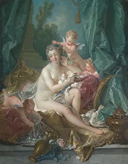 Mythology Prints: THE TOILET OF VENUS, by François Boucher, 1751, French painting, oil on canvas