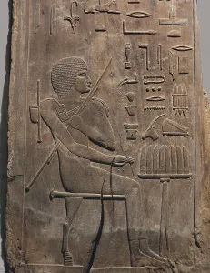 Tomb of Hesyre. 2649 BC. Panel from a niche in the chapel. Chief of the scribes of the Pharaoh Djoser. Egyptian art. Old Kingdom. Relief on rock. EGYPT. Cairo. Egyptian Museum