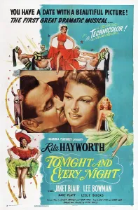 Kiss Prints: TONIGHT AND EVERY NIGHT, US poster, kiss from left: Lee Bowlan, Rita Hayworth, 1945