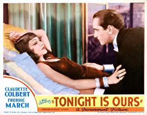 Claudette Prints: TONIGHT IS OURS, US lobbycard, from left, Claudette Colbert, Fredric March, 1933