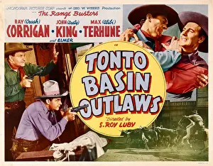 Pointing Gun Prints: TONTO BASIN OUTLAWS, from left: Max Terhune, Ray Crash Corrigan, 1941