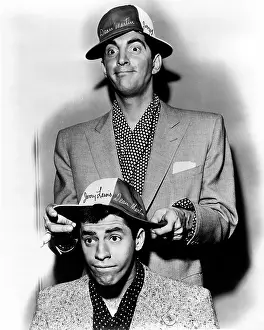 Funny Hat Prints: From top: Dean Martin, Jerry Lewis, ca. 1950
