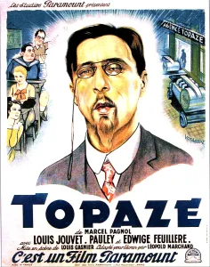 Teacher Prints: TOPAZE, French poster art, center: Louis Jouvet; left from front: Edwige Feuillere