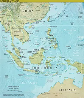 China Prints: Topographical map of 2013 shows the South China Sea