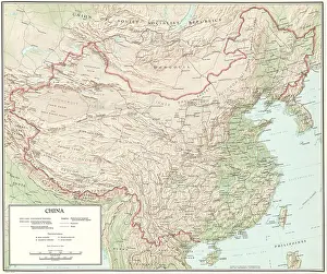 China Prints: Topographical map of China, ca. 1970
