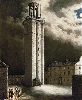 Populations Prints: Tower of the Citadel of Barcelona in 19th c