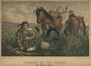 Hunters Prints: TRADING ON THE PLAINS. THE INDIAN IN DOUBT