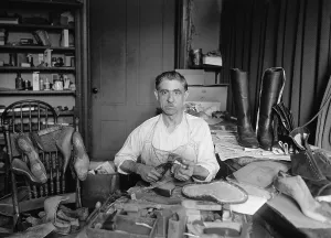 Artisan Prints: Traditional shoemaker in his workshop is Tony Bruno of Washington