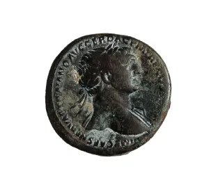 Trajan Prints: Trajan's sestertius, bronze coin minted in Caesaraugusta