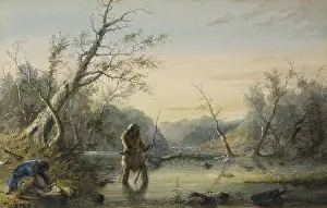 Travel Prints: TRAPPING BEAVER, 1858-1860, by Alfred Jacob Miller