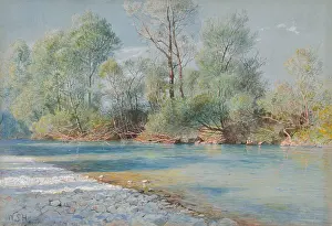 Germany Prints: Traunstein River on the Road to Empfig