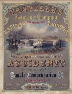 February Prints: Travelers Insurance Company advertising poster