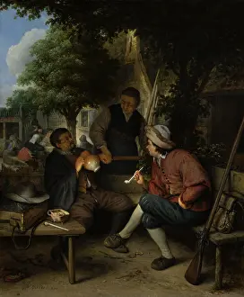 Customers Prints: Travelers at Rest, by Adriaen van Ostade, 1671, Dutch painting, oil on panel