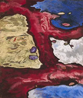 Pastel Prints: TREE FORMS AND WATER, by Arthur Dove, 1928, American drawing, pastel on plywood