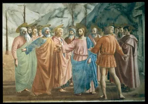Gesturing Prints: The Tribute, by Tommaso di Ser Giovanni Cassai known as Masaccio