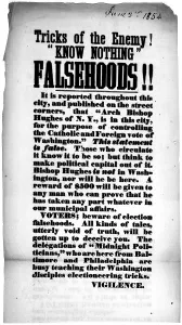 Broadside Prints: Tricks of the enemy! 'Know nothing' Falsehoods!! Anti-'Know-Nothing' broadside