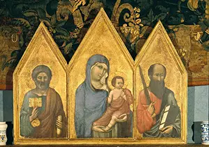 Human Representation Prints: Triptych of the Madonna and the Child between St Peter and St Paul