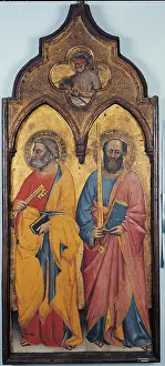 Golden Background Prints: Triptych with Madonna and Saints