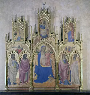 Triptych Prints: Triptych with the Madonna and Four Saints