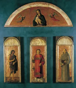 John The Baptist Prints: Triptych of St Lawrence, by co-workers and Gentile Bellini