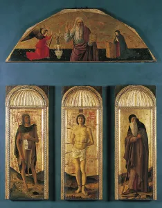 John The Baptist Prints: Triptych of St Sebastian, by co-workers and Gentile Bellini