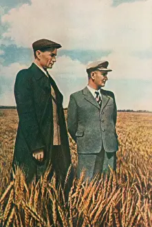 Wheat Prints: Trofim Lysenko (left), at an experimental farm Academy of Agriculture Science, 1949