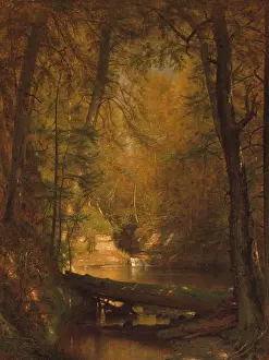 Rocks Prints: THE TROUT POOL, by Worthington Whittredge