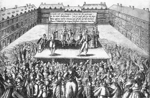 Theaters Prints: Trteau de Tabarin. Etching. 1620