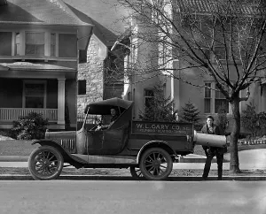 Truck Prints: Trucks. Ford Motor Co. Gary Truck, delivering a water heater, 1925