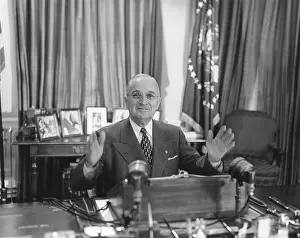 Broadcast Prints: Truman delivers a radio and television address about a United Nations arms reduction proposal