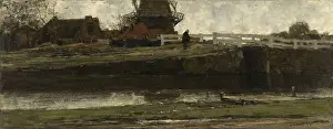 Roof Prints: Truncated Windmill, by Jacob Maris, 1872, Dutch painting, oil on canvas