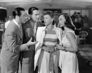 NOTHING BUT THE TRUTH, from left: Bob Hope, Glenn Anders, Rose Hobart, Paulette Goddard, 1941