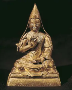 18th C Prints: Tsong-kha-pa. 18th c. Golden bronze