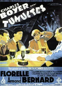 Prints of TUMULTES, from left on French poster art: Lucien Callamand, Armand Bernard, Charles Boyer, Marcel Vallee, 1932 October Prints: TUMULTES, from left on French poster art: Lucien Callamand